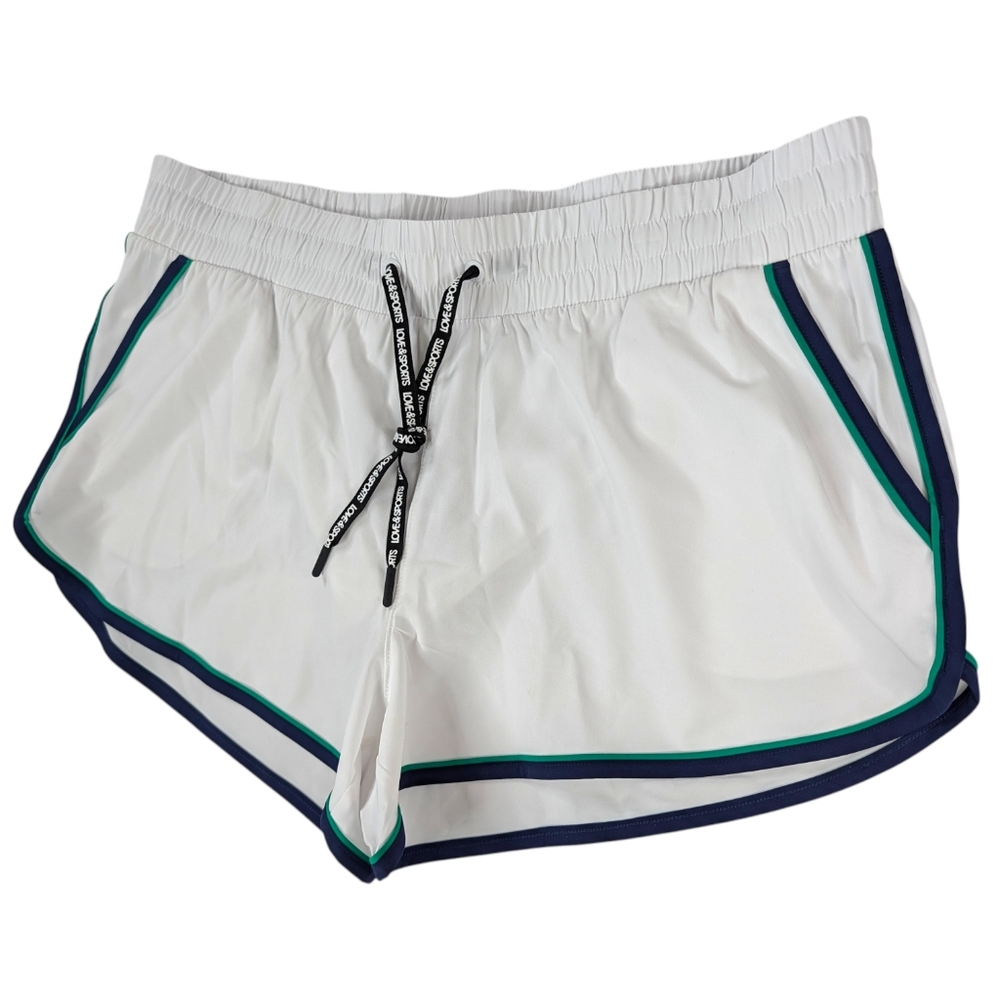 Love & Sports XL Running Shorts White Green Womens Retro Brief Liner Quick Dry - Picture 4 of 11